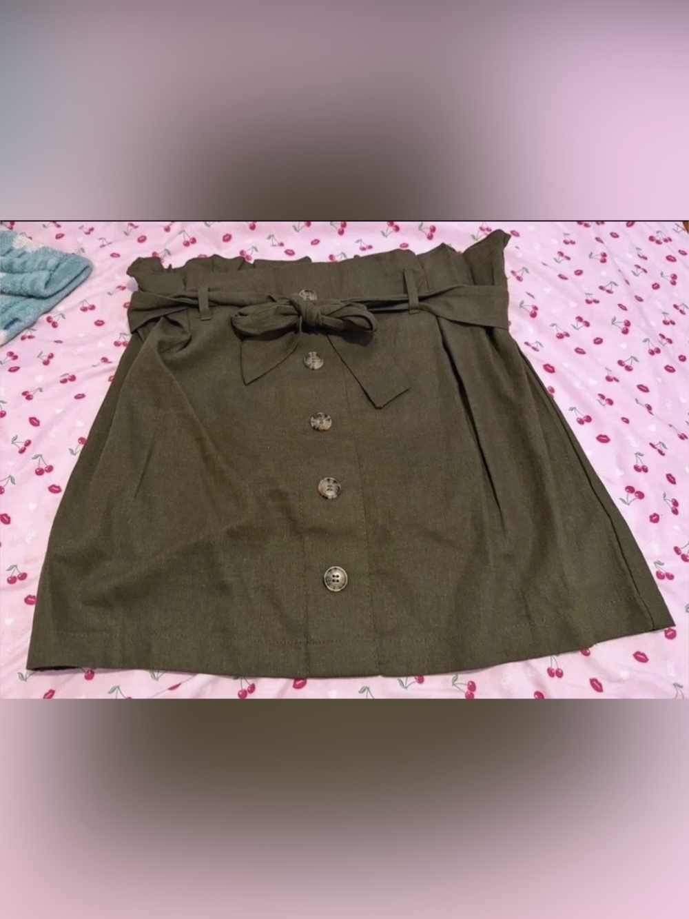 Ardene Olive Button Front Mini Skirt Size Large Like New